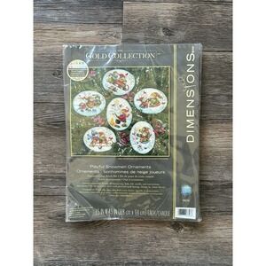 Dimensions Gold Collection Playful Snowman Ornaments Counted Cross Stitch Kit.